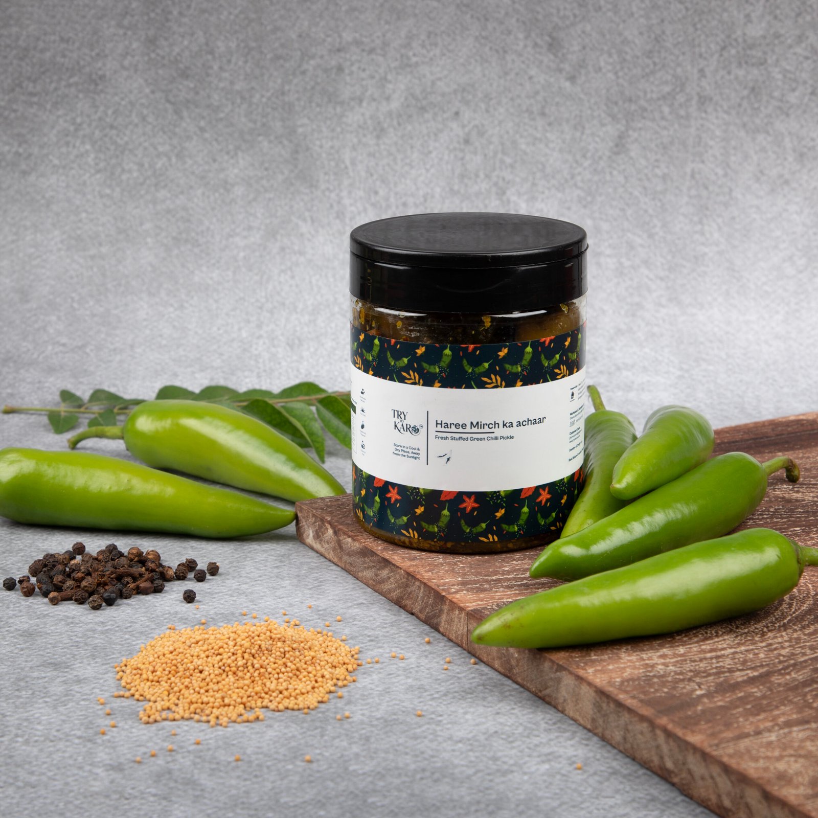 Haree Mirch ka Bharwa Achaar - Stuffed Green Chilli Pickle - Spicy (Mustard Oil) - Image 2