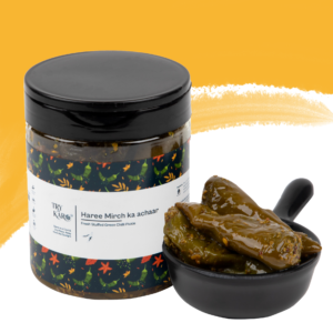 Haree Mirch ka Bharwa Achaar - Stuffed Green Chilli Pickle - Spicy (Mustard Oil)