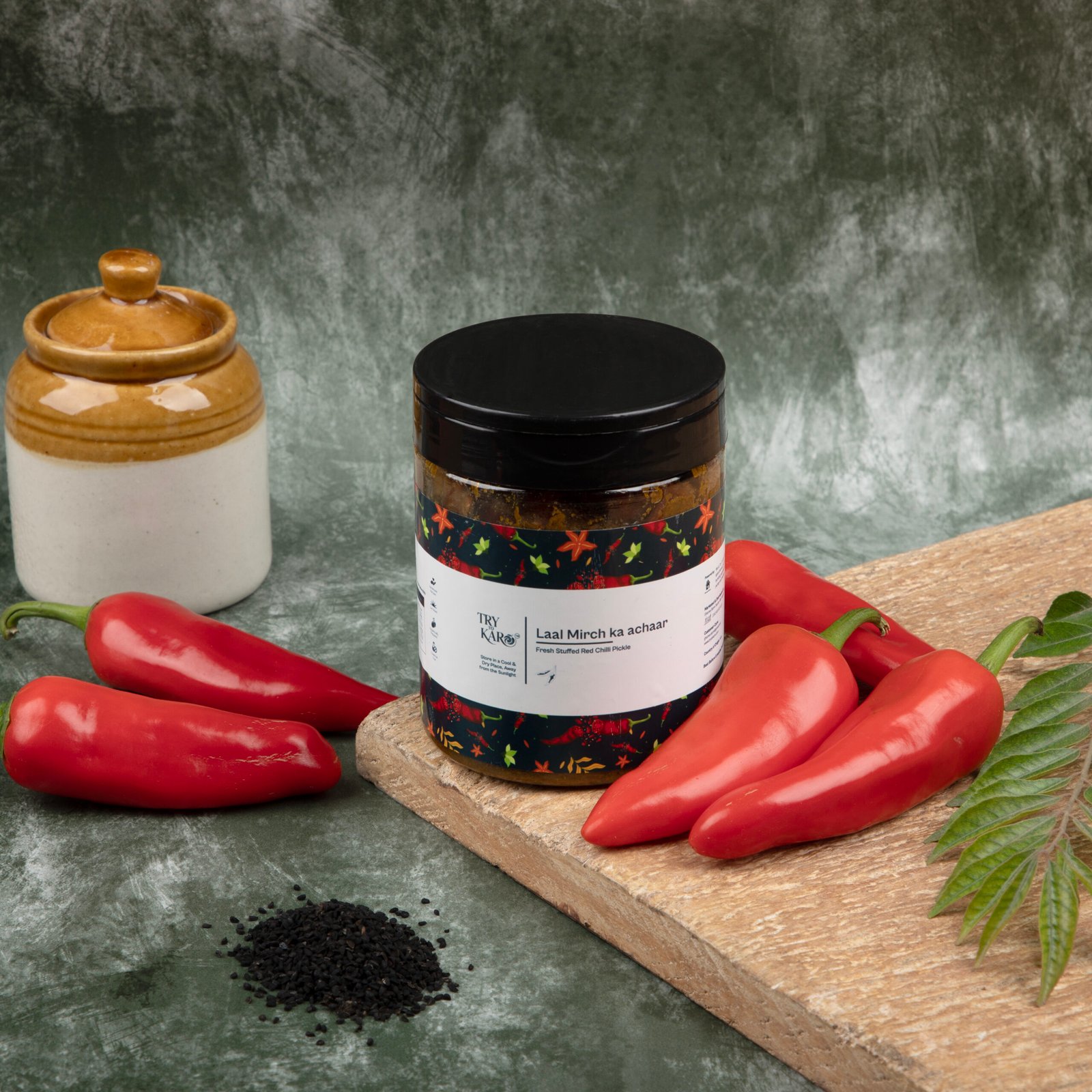 Laal Mirch ka Bharwa Achaar - Stuffed Red Chilli Pickle - Spicy (Mustard Oil) - Image 2