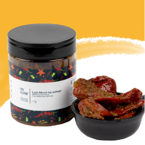 Laal Mirch ka Bharwa Achaar - Stuffed Red Chilli Pickle - Spicy (Mustard Oil)