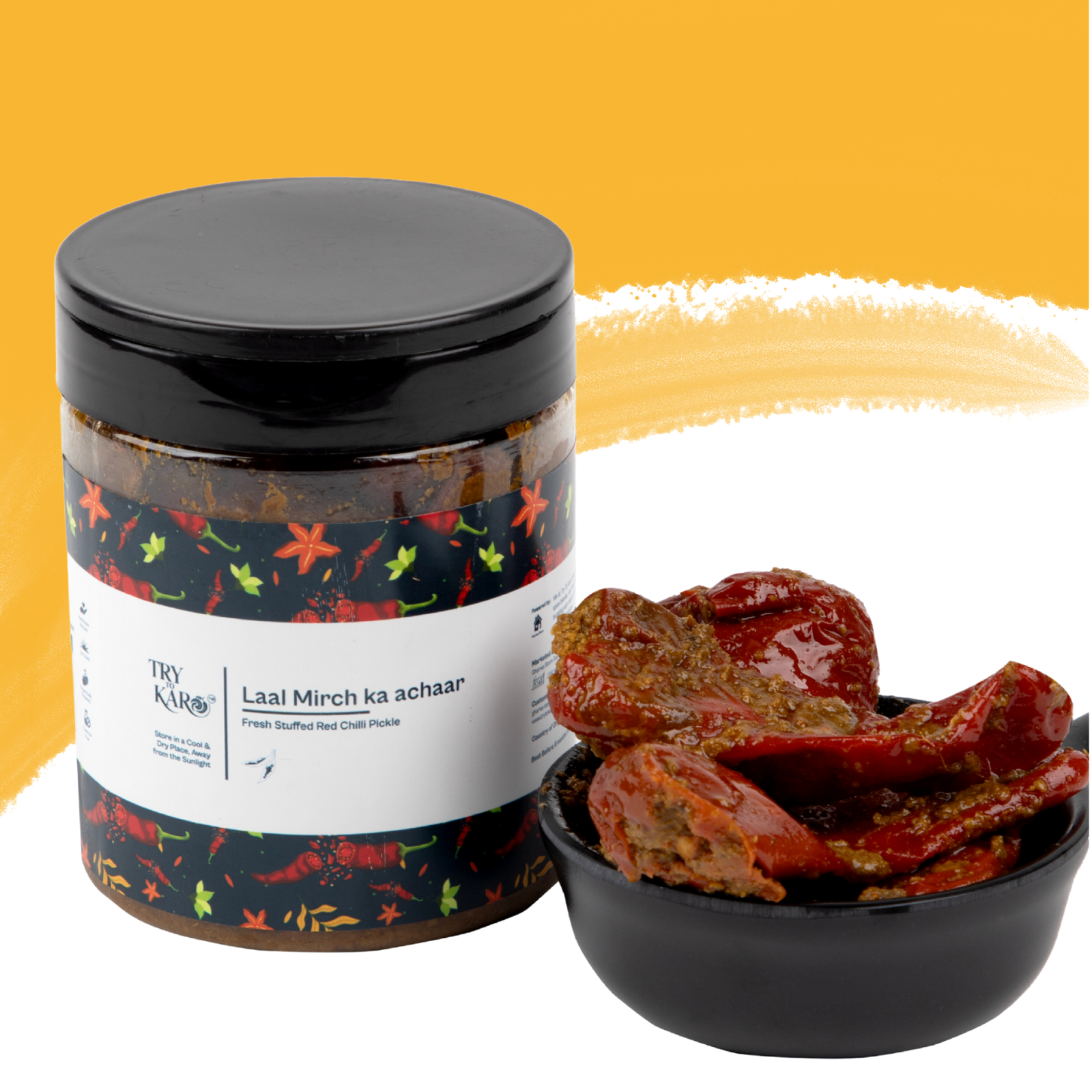 Laal Mirch ka Bharwa Achaar - Stuffed Red Chilli Pickle - Spicy (Mustard Oil)